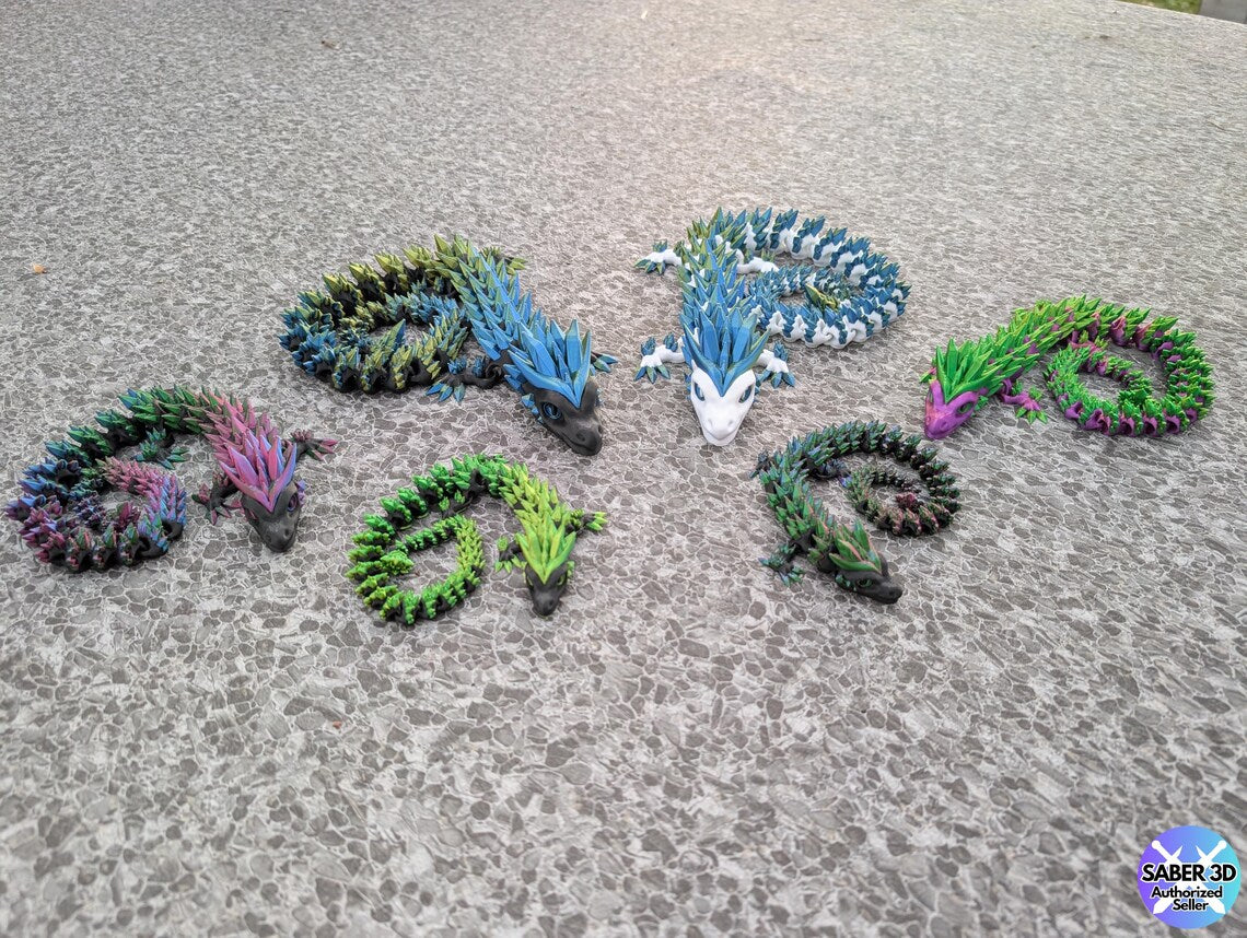 Articulated Crystal Dragon Gift Fantasy Dragon moveable décor Unique gift for dragon lovers 3D printed fantasy art Customizable dragon décor