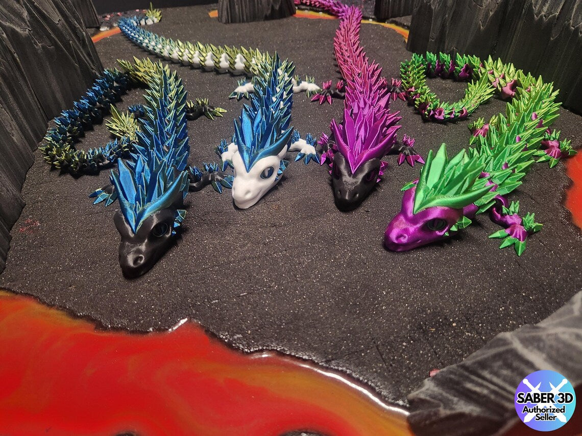 Articulated Crystal Dragon Gift Fantasy Dragon moveable décor Unique gift for dragon lovers 3D printed fantasy art Customizable dragon décor