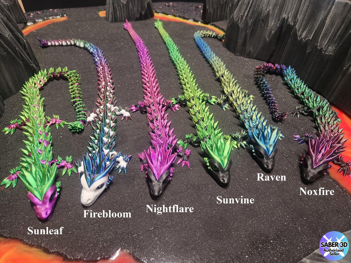 Articulated Crystal Dragon Gift Fantasy Dragon moveable décor Unique gift for dragon lovers 3D printed fantasy art Customizable dragon décor