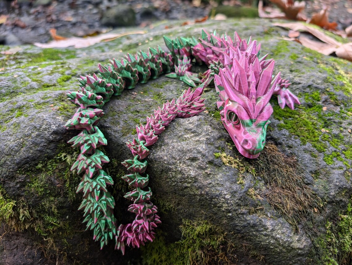 Articulated Crystal Dragon Gift Fantasy Dragon moveable décor Unique gift for dragon lovers 3D printed fantasy art Customizable dragon décor