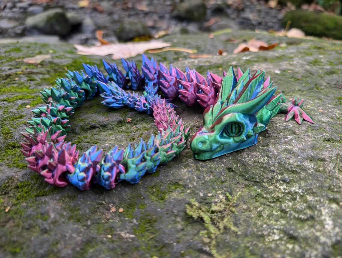Articulated Crystal Dragon Gift Fantasy Dragon moveable décor Unique gift for dragon lovers 3D printed fantasy art Customizable dragon décor