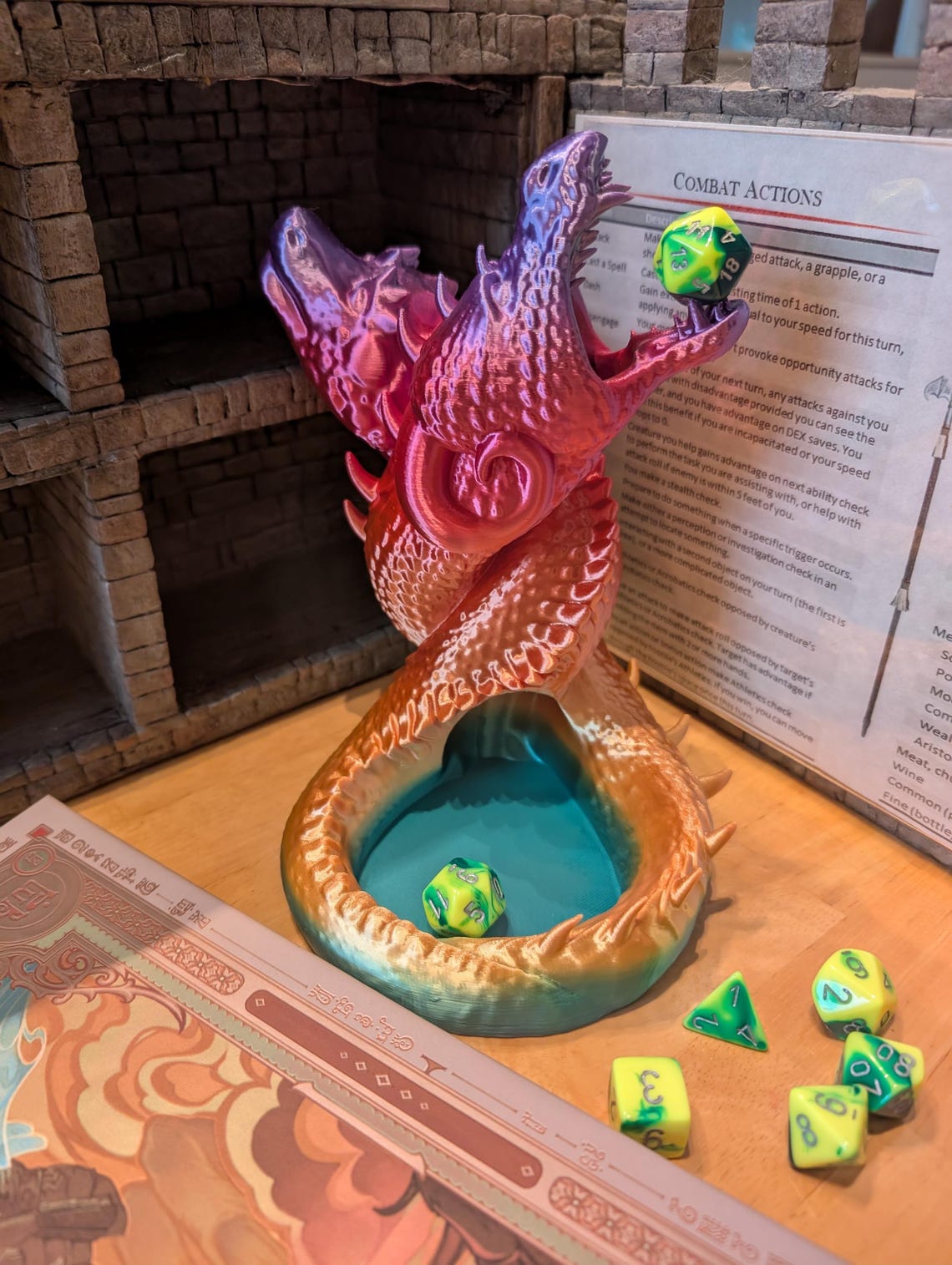 Twin Dragon Dice Tower, 3D Printed Dice Tower, Dice Tower and Holder, Dice Rolling Tower, Dice Roller, Tabletop Roleplaying Gaming Accessory