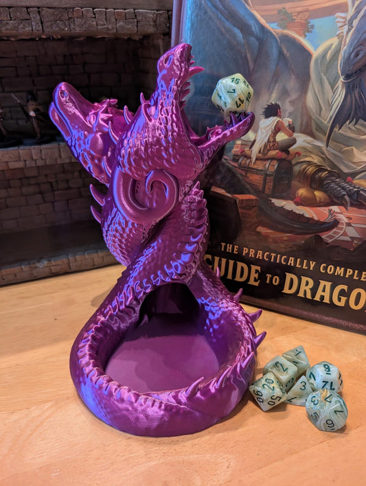Twin Dragon Dice Tower, 3D Printed Dice Tower, Dice Tower and Holder, Dice Rolling Tower, Dice Roller, Tabletop Roleplaying Gaming Accessory