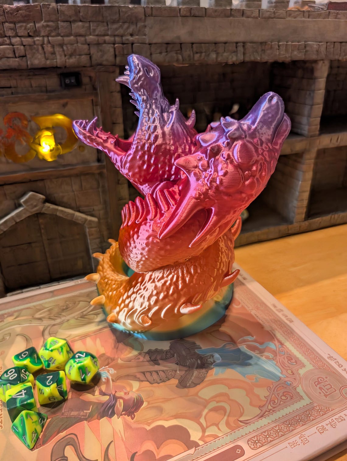 Twin Dragon Dice Tower, 3D Printed Dice Tower, Dice Tower and Holder, Dice Rolling Tower, Dice Roller, Tabletop Roleplaying Gaming Accessory